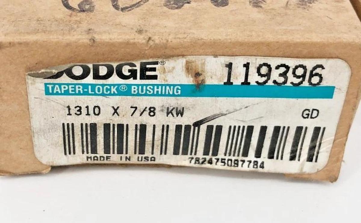 Lot of 2 New Dodge 1310 X 7/8 KW Taper Lock Bushings 119396