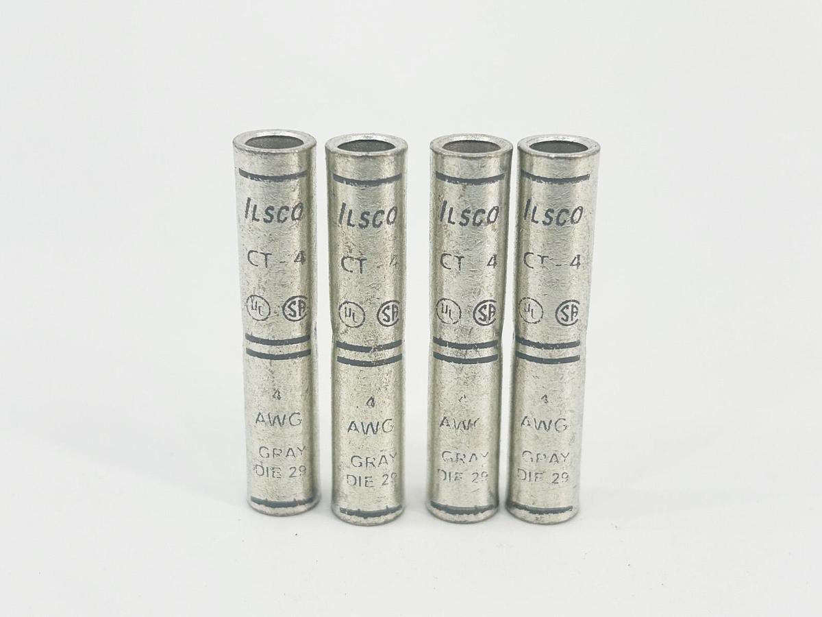 New Lot of 4 Ilsco CT-4 Copper Compression 4TUL 4AWG