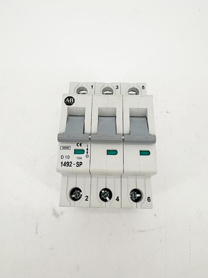 New Allen Bradley 1492-SP3D100 Ser. C Circuit Breaker 10A 3P DIN Rail Mounted