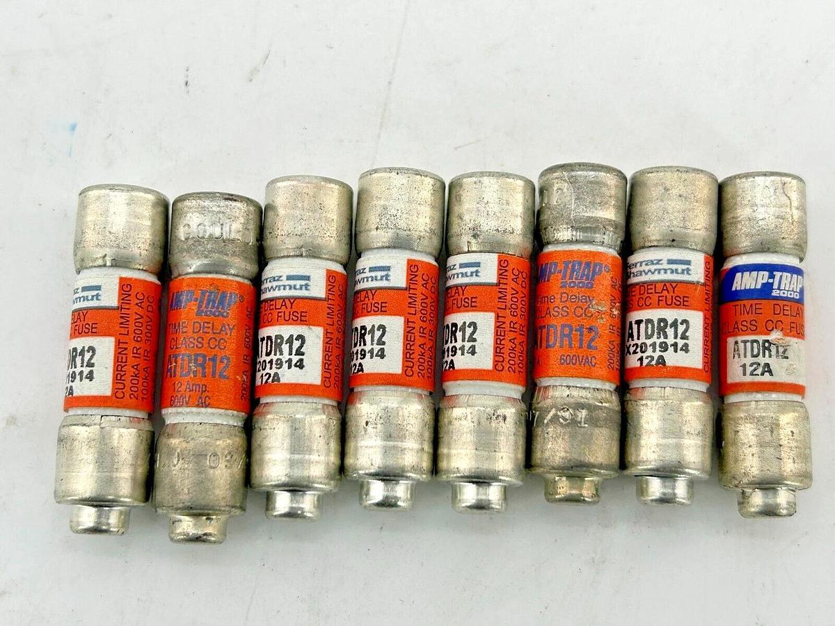 New Lot of 8 Ferraz Shawmut ATDR12 Time Delay Fuse 12A 600V