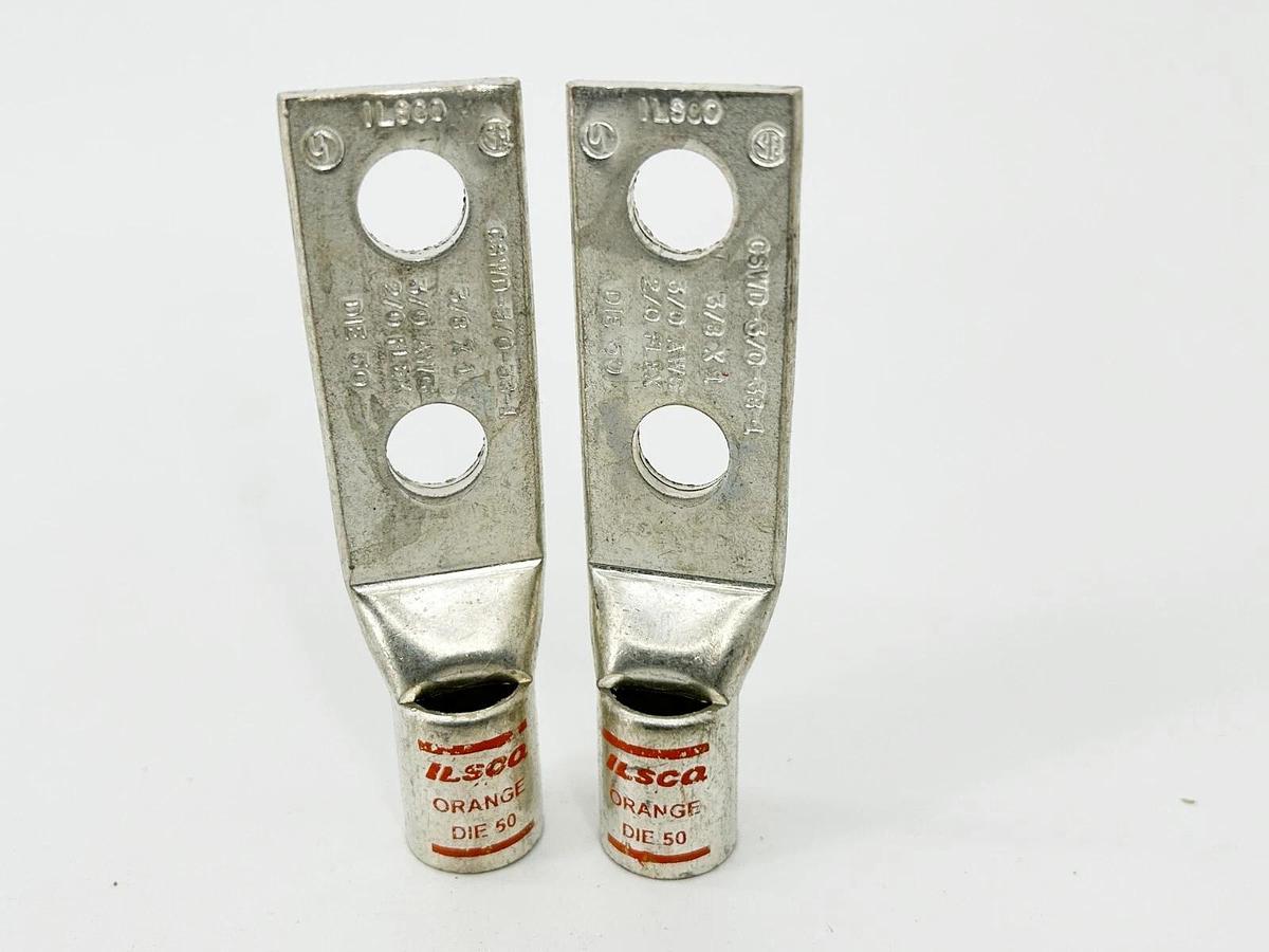 New Lot of 2 Ilsco CSWD-3/0-38-1 Copper Compression Lug 3/0 AWG Short Barrell