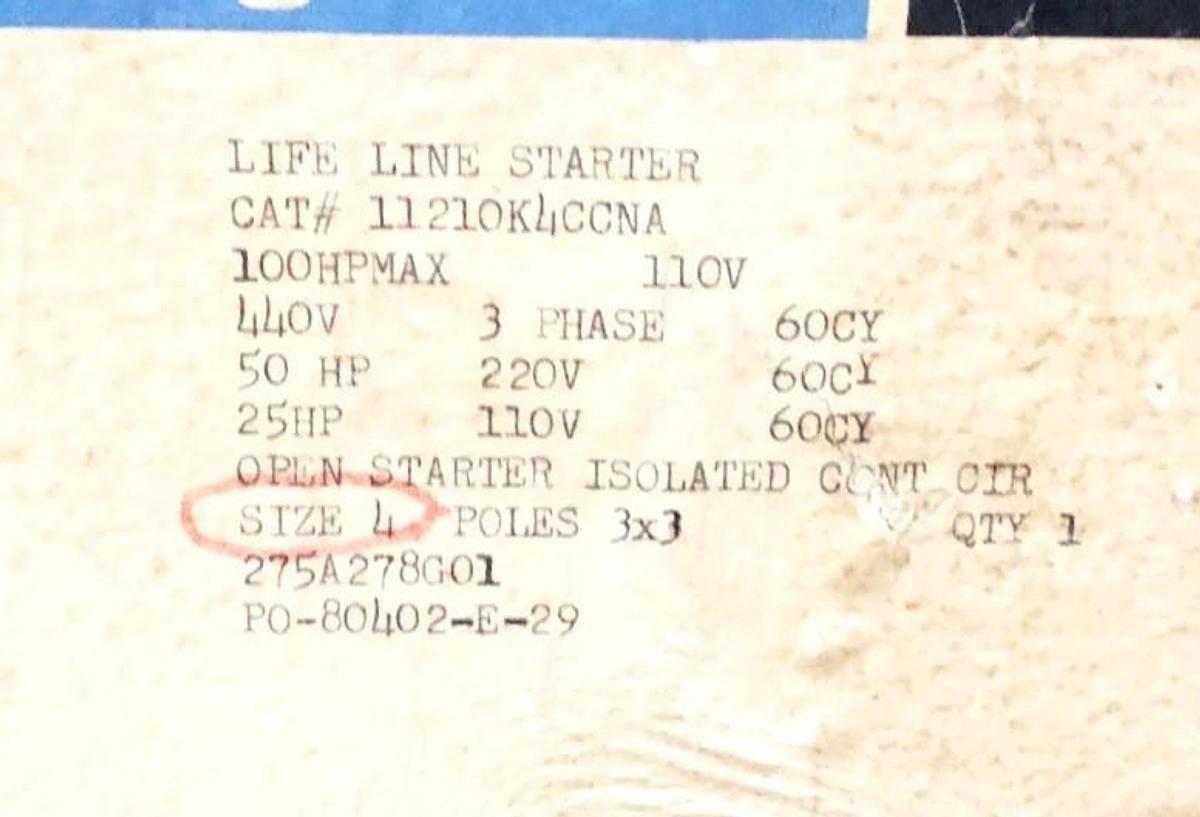 New Westinghouse 11210K4CCN-A Life-Line Starter 100HP Max Size 4 135A Type N
