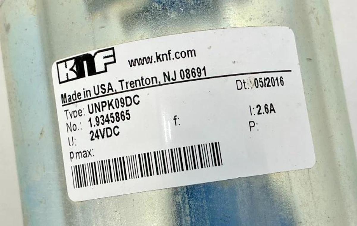 Used KNF UNPK09DC Swing Piston Gas Pump No: 1.9345865 24VDC 15 I/min 101.5 PSIG