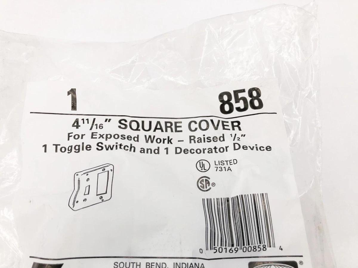 Lot of 2 New Hubbell 858 Square Covers Toggle Switch/ GFCI 4-11/16"