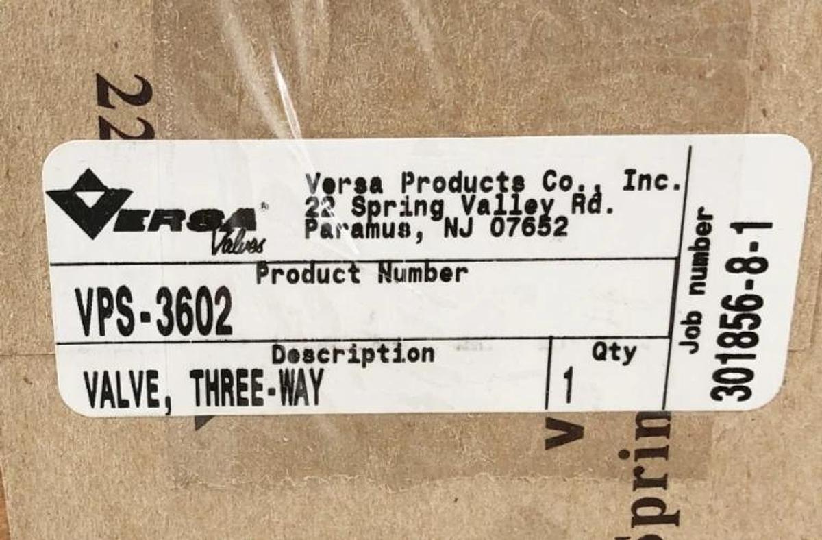 New Versa Valves VPS-3602 Pneumatic Directional Valve 3-Way 3/4" NPT 200psig