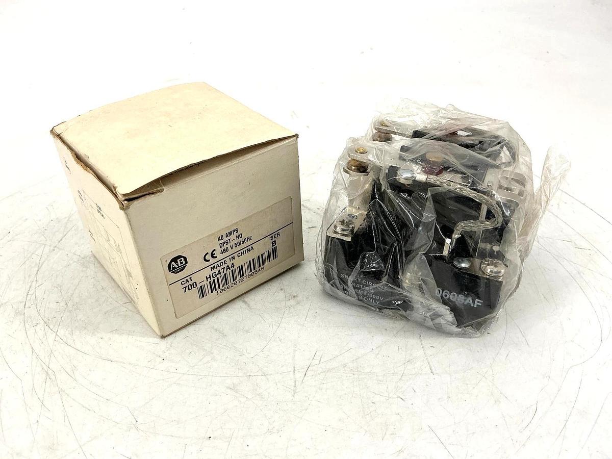 New Allen Bradley 700-HG47A4 Ser B Control Relay DPST-NO 40A 480V 50/60HZ