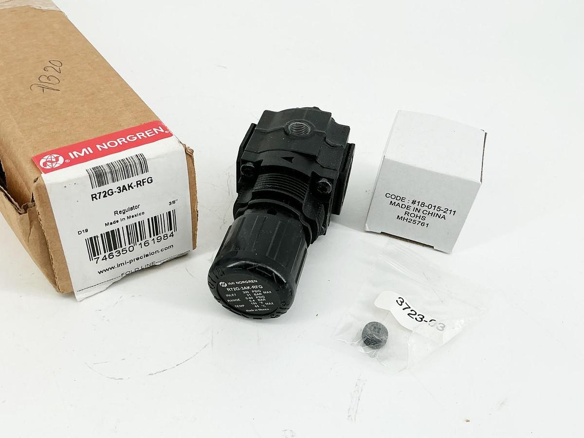 New Norgren R72G-3AK-RFG Pressure Regulator 300PSIG 21Bar 150F