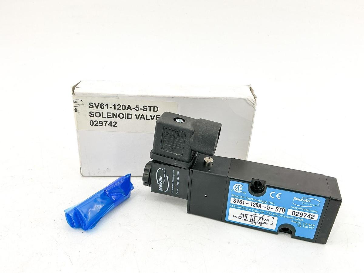 New Max-Air SV61-120A-5-STD Solenoid Valve 30-120PSI 2-8Bar 120Vac 029742