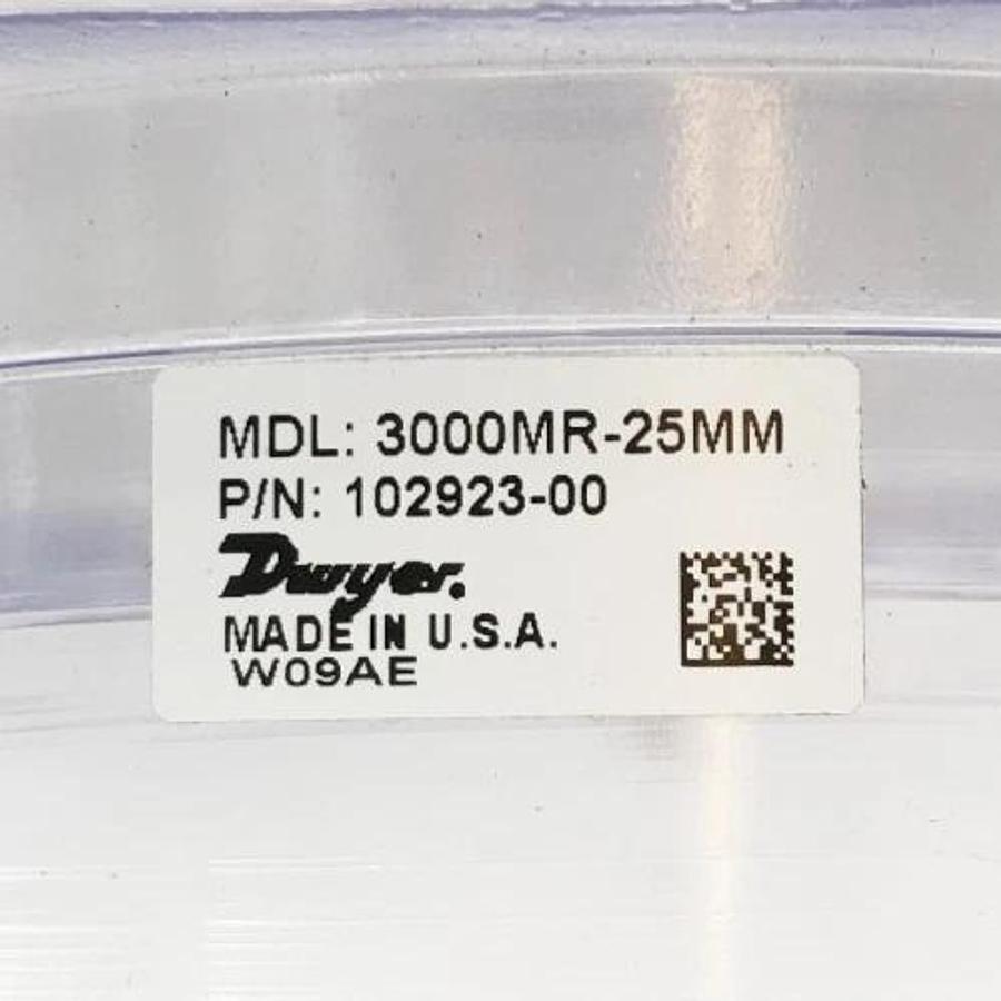 New Dwyer 3000MR-25MM Photohelic Pressure Gauge 25mm-H2O 1/8" NPTF 102923-00