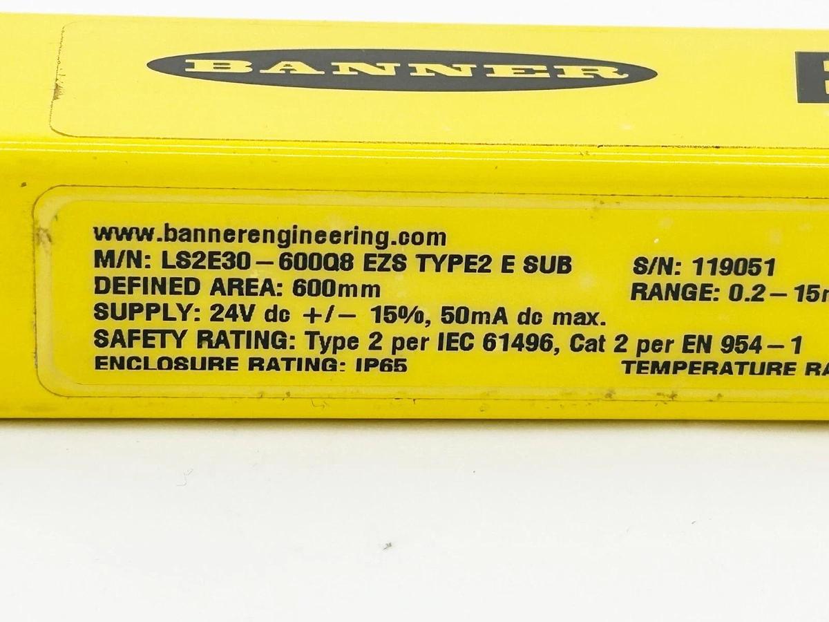 New Banner LS2E30-600Q8 Light Curtain Emitter 24VDC 30MMX600M Yellow 118700