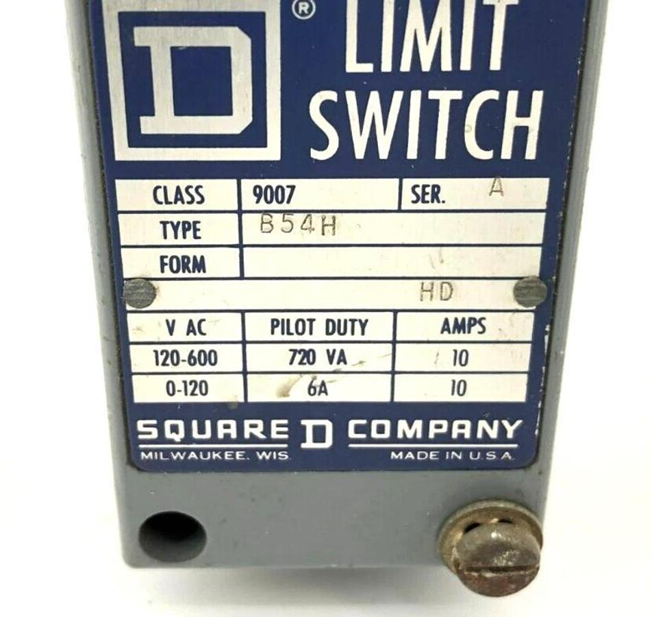 New Square D 9007-B54H Ser. A Limit Switch 10A 600V