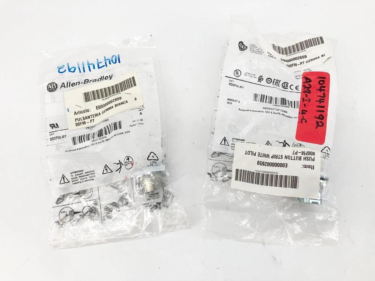Lot of 2 New Allen Bradley 800FM-P7 Ser. A Pilot Indicator Light Clear 22mm