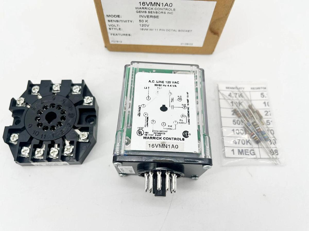 New GEMS Warrick Controls 16VMN1A0 Plug-In Relay Kit 120V 11-Pin Inverse Mode