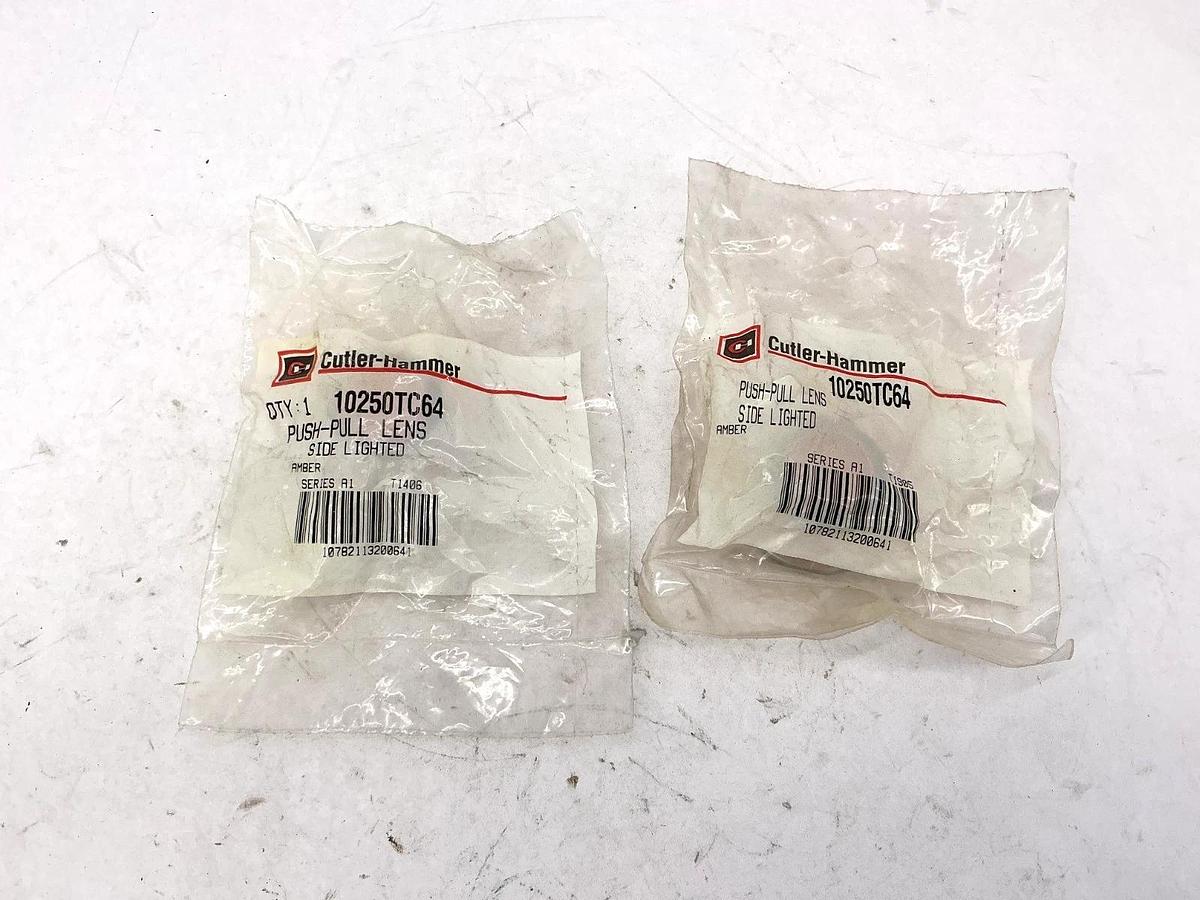 Lot of 2 New Cutler-Hammer 10250TC64 Ser A1 Push-Pull Lens Side Lighted Amber