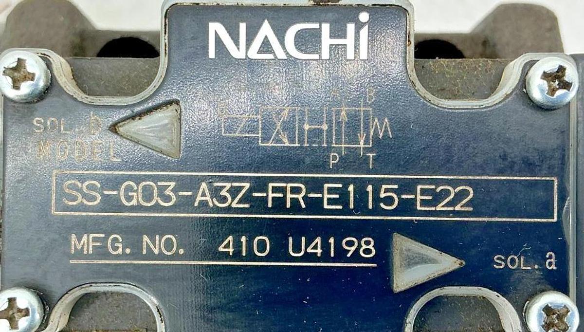Used Nachi SS-G03-A3Z-FR-E115-E22 Ser SS Directional Valve 5000PSI 3Pos 115VAC