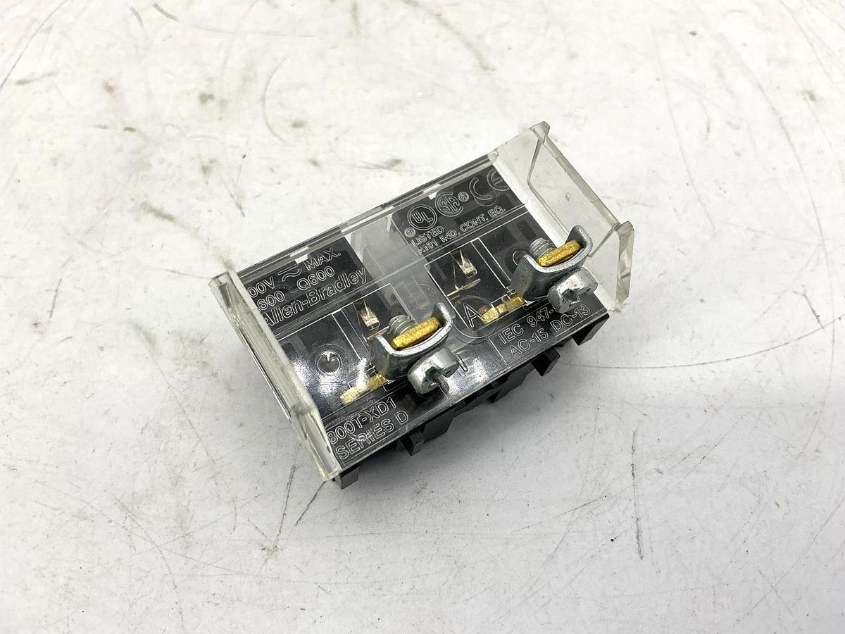 Used Lot of 3 Allen Bradley 800T-XD1 Ser D Shallow Contact Block 1-NO 10A 600V