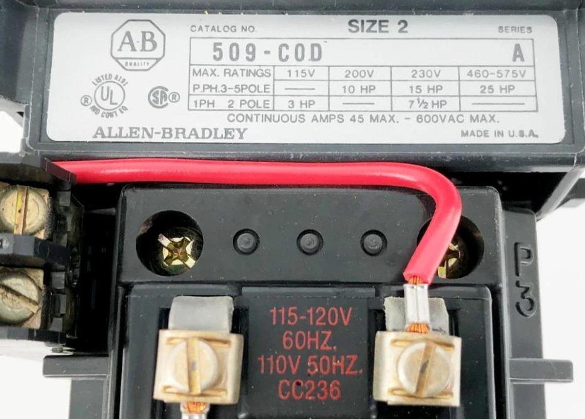 New Allen Bradley 509-COD Ser. A Starter 115-120/110V Size 2 3PH