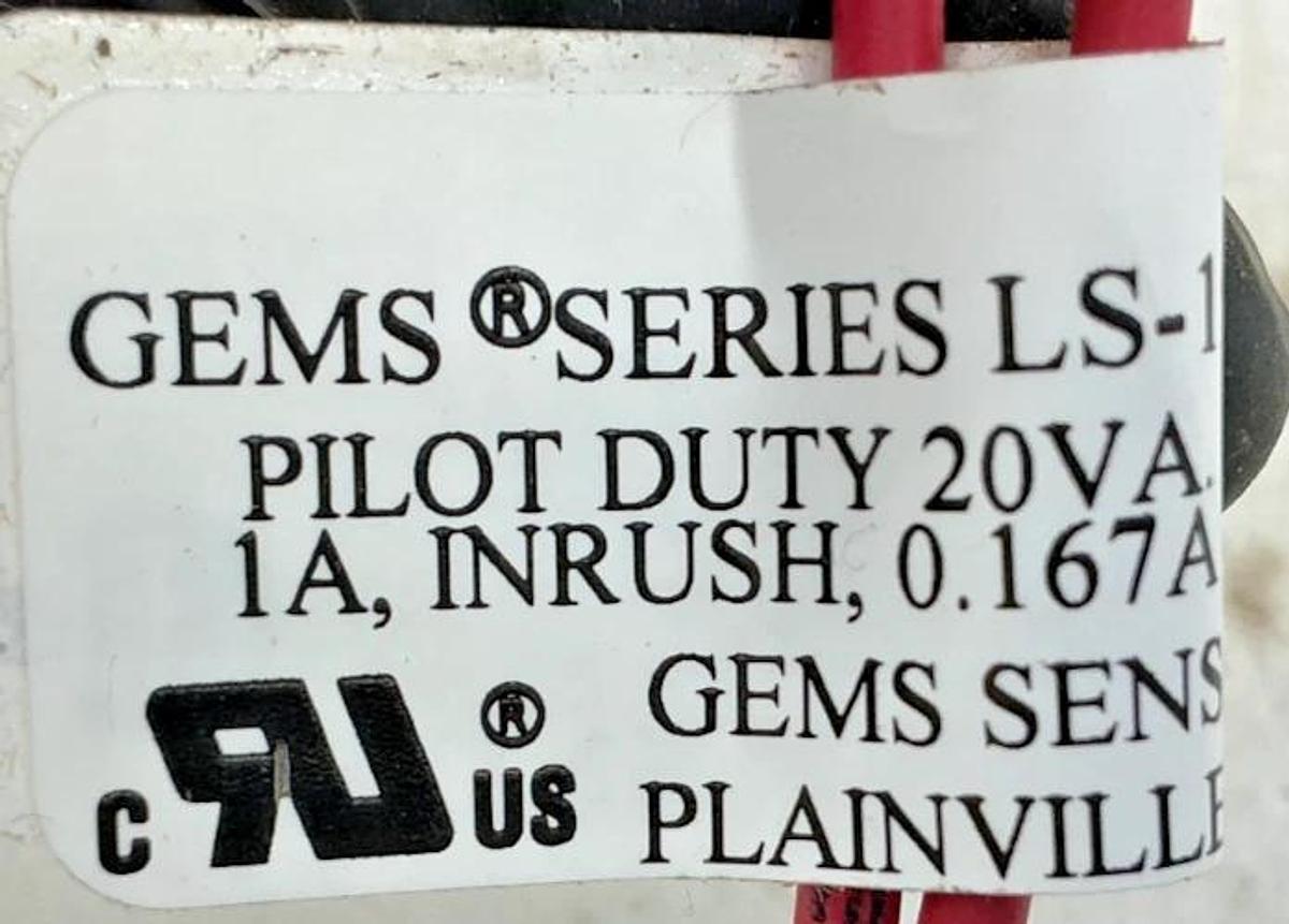 New Gems Sensors 01901 Level Switch 2-Wire Brass 20VA 120/240VAC 0.167A LS-1900