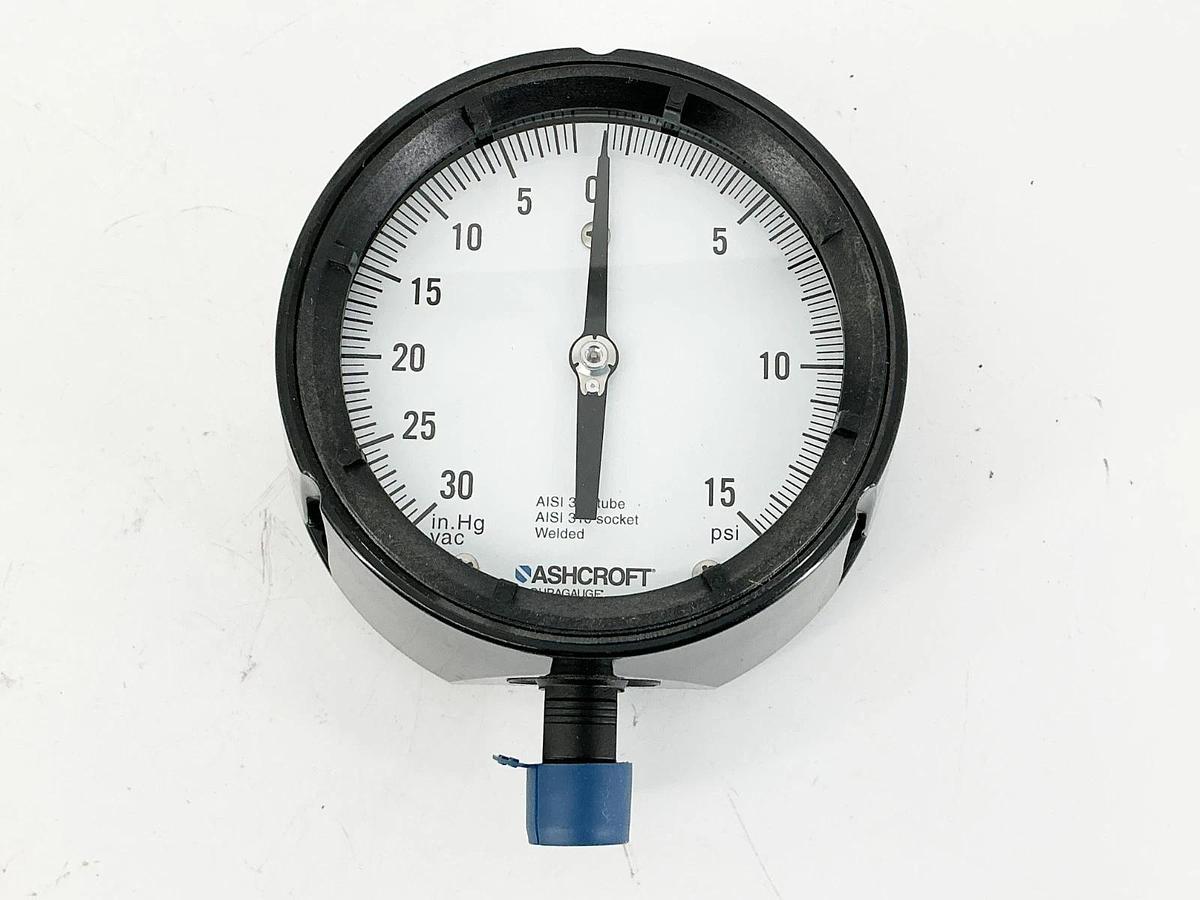 New Ashcroft 45-1279-SS-04L-30IMV&15 Pressure Gauge 4" Face 1/2"NPT 30IMV-15