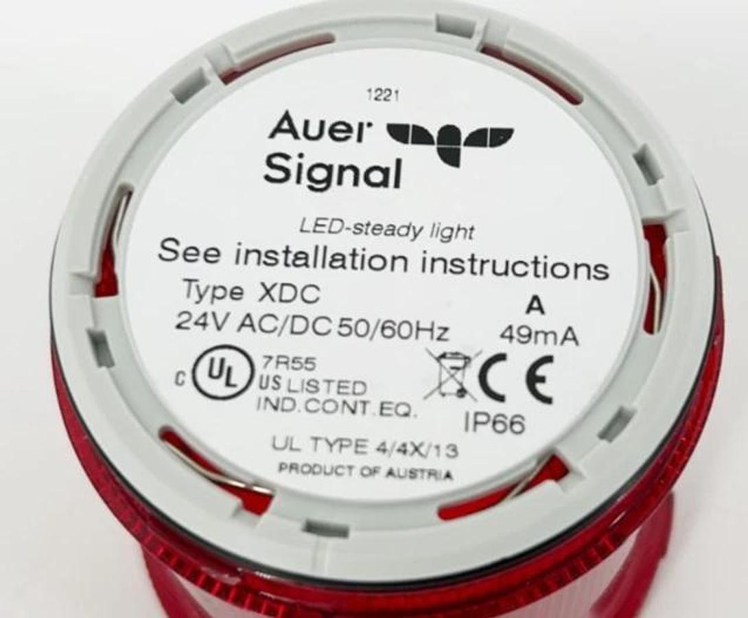 New Auer Signal 900012405 Steady LED Light Red 24VAC/DC