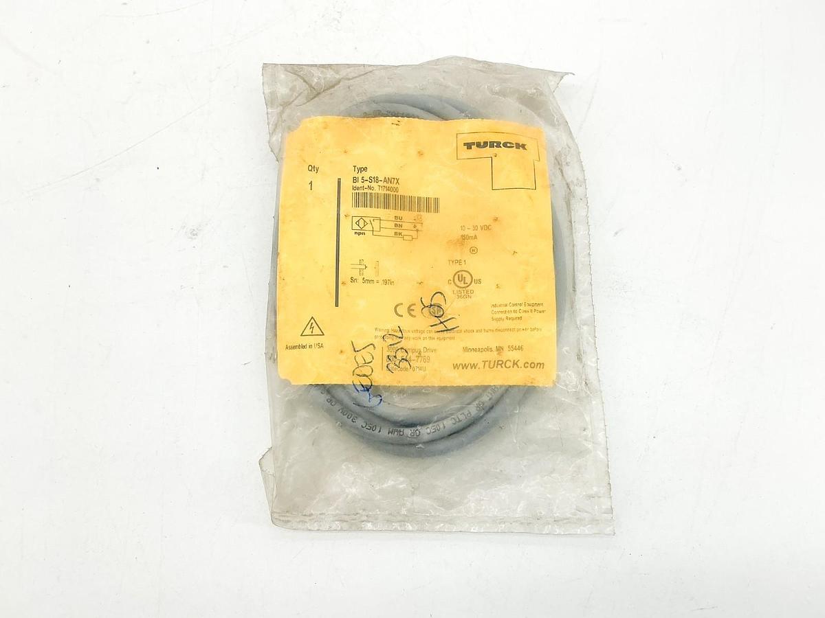 New Turck BI5-S18-AN7X Inductive Sensor 10-30VDC 150mA T1714000