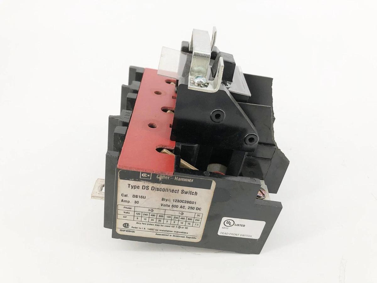 Used Cutler-Hammer DS16U Type DS Disconnect Switch 30A 600VAC 250VDC