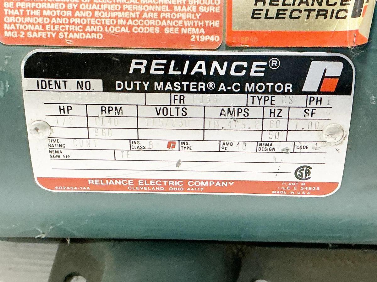 New Reliance E78C5956M-0T Electric Motor 1/2HP 230V 1140RPM 1PH 10.4A FJ56