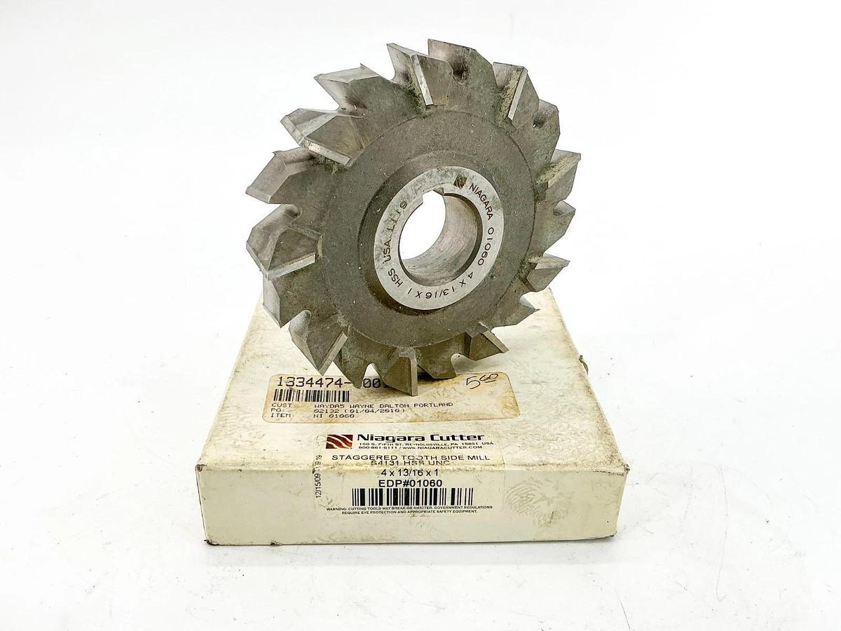 New Niagara Cutter LLC. S4131 HSS UNC Staggered Tooth Side Mill Cutter 4X13/16X1