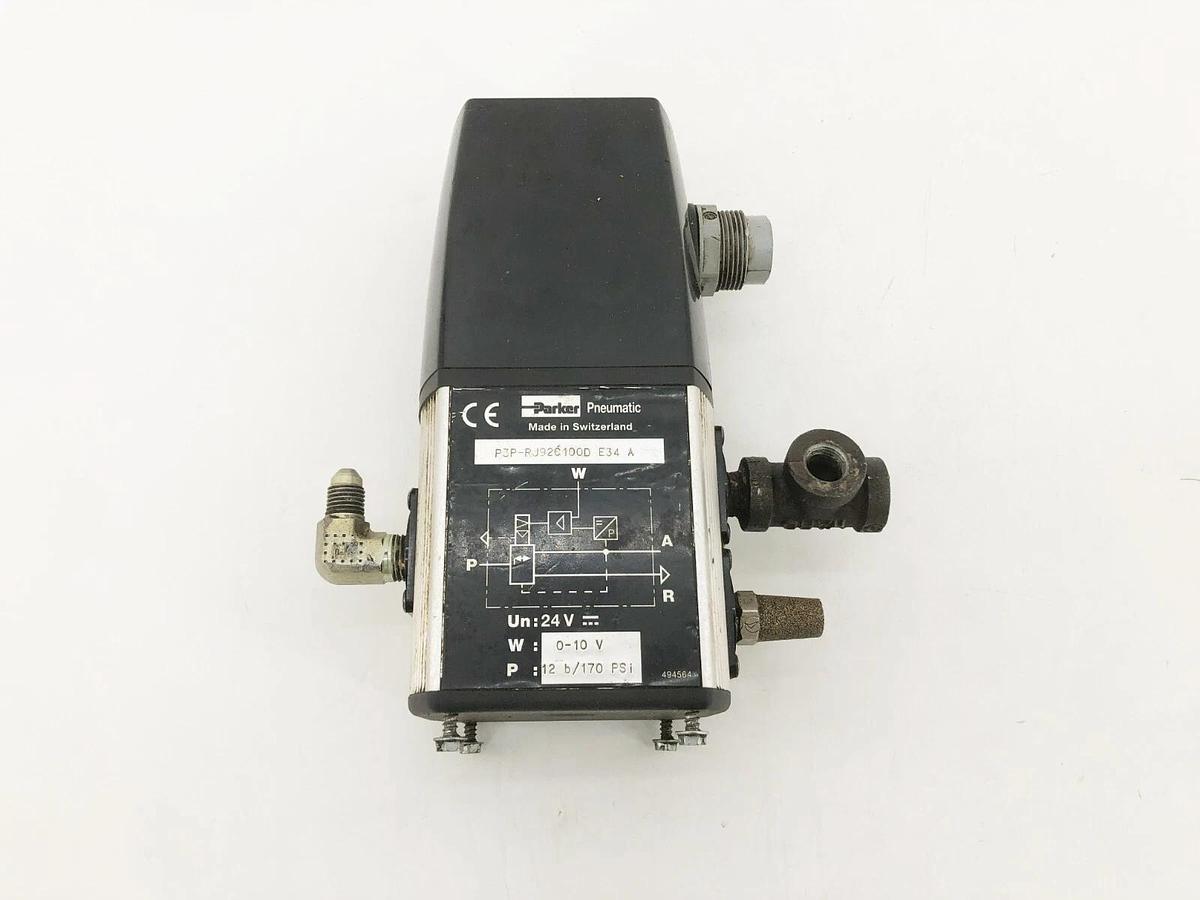 Used Parker P3P-RJ92C100D E34 A Pneumatic Pressure Regulator 0-10 V 12 b/170 PSI