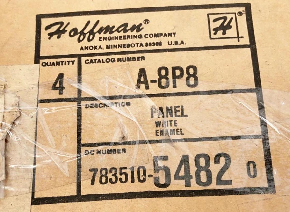 Box of 4 New Hoffman A8P8 White Interior Panels 6-3/4" X 6-7/8" X 1/16" 54820
