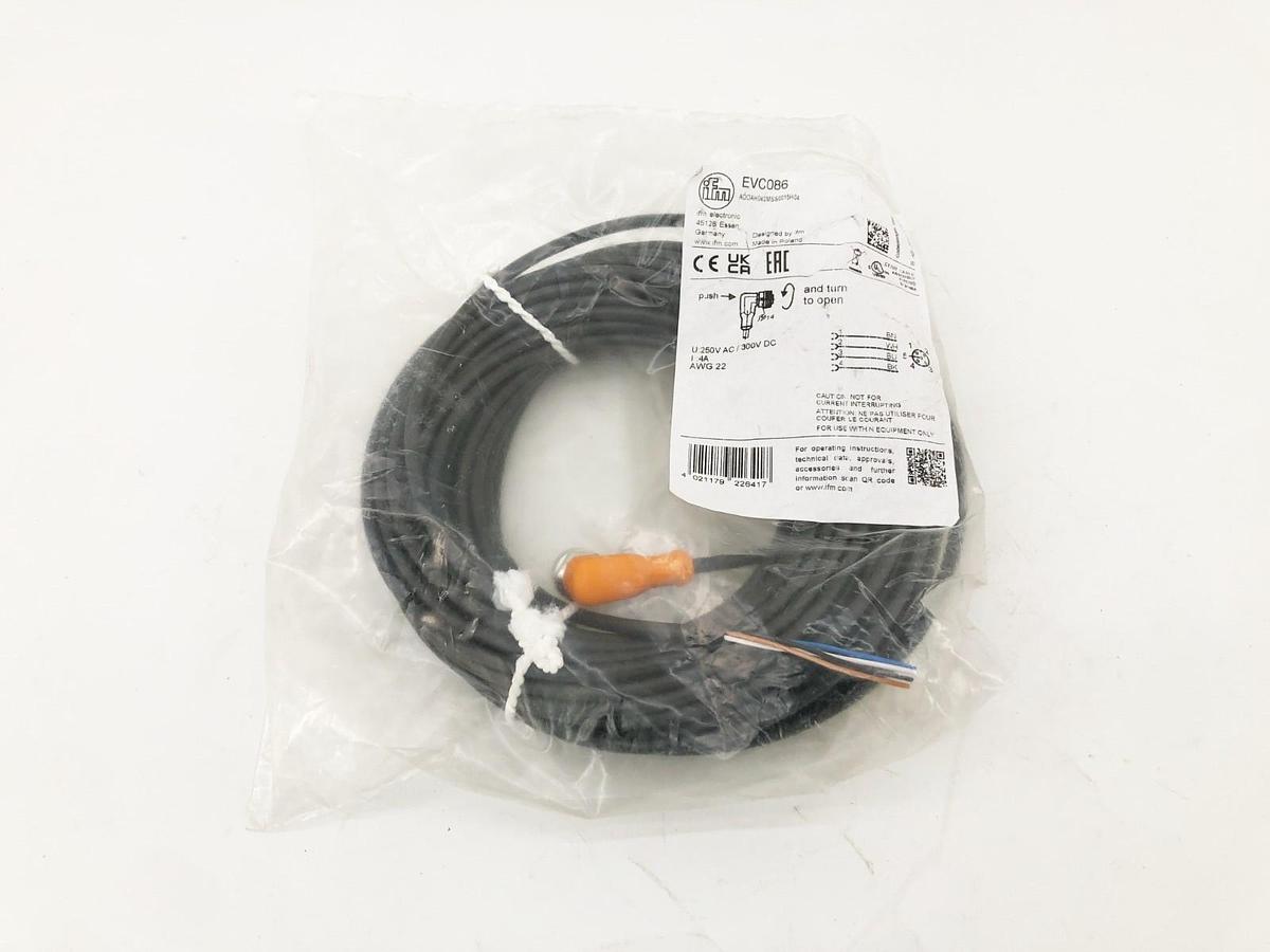 New IFM Electronic EV086 Female Cordset M12 Connector
