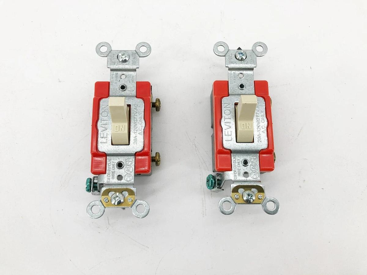 Lot of 2 New Leviton 1222-2I Double-Pole AC Quiet Switches Ivory 20A 120/277V