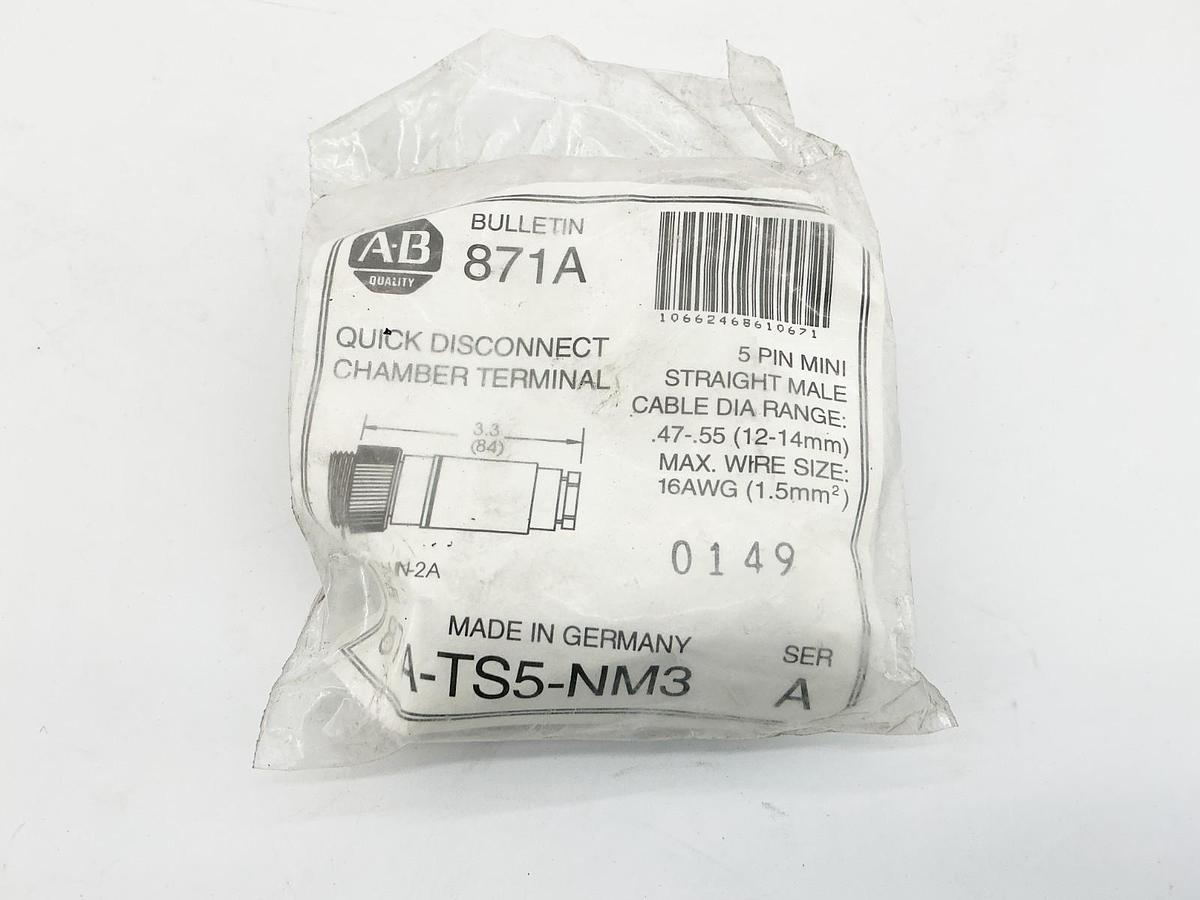 New Allen Bradley 871A-TS5-NM3 Quick Disconnect Chamber Terminal 5Pin Ser.A