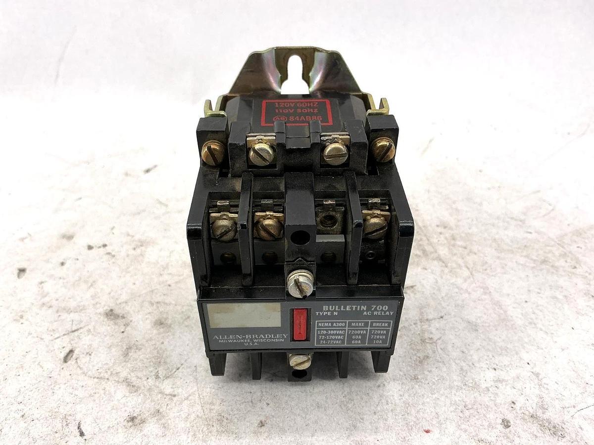Used Allen Bradley 700-N400A1 Series C Relay 60A w/ 84AB86 110/120V 50/60HZ