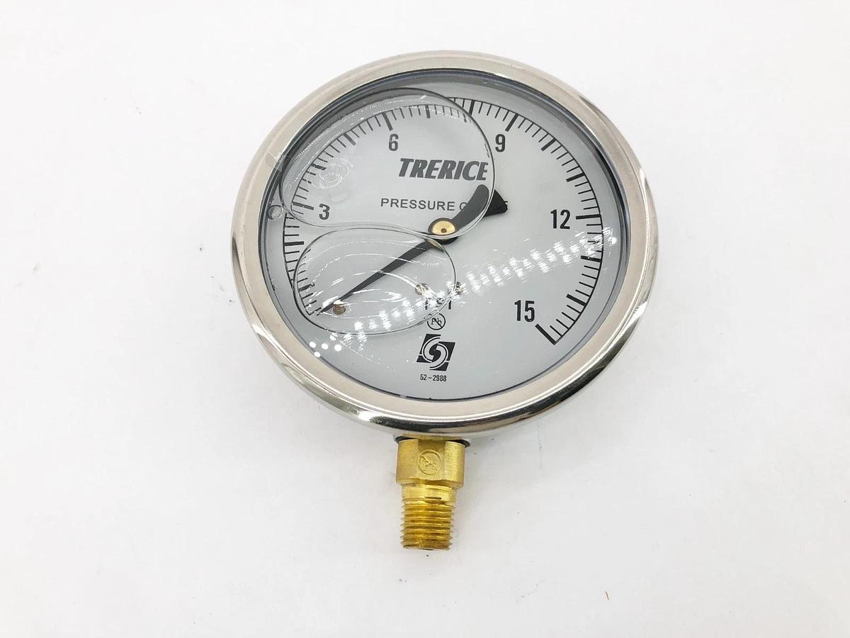 New Trerice D82LFB4002LA080 Pressure Gauge D82LFB 4" 0-15psi 1/4" LM D84110