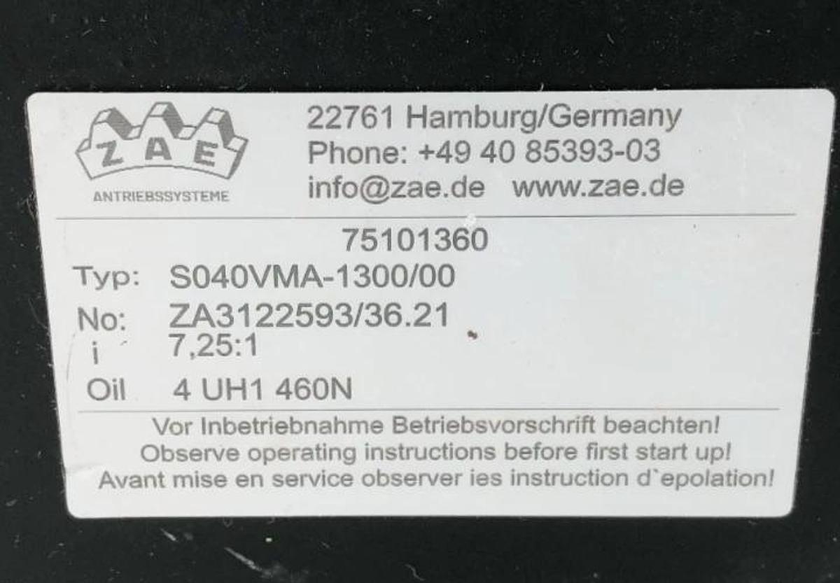 New ZAE S040VMA-1300/00 Worm Gear Unit 7.25:1 75101360 - No Box