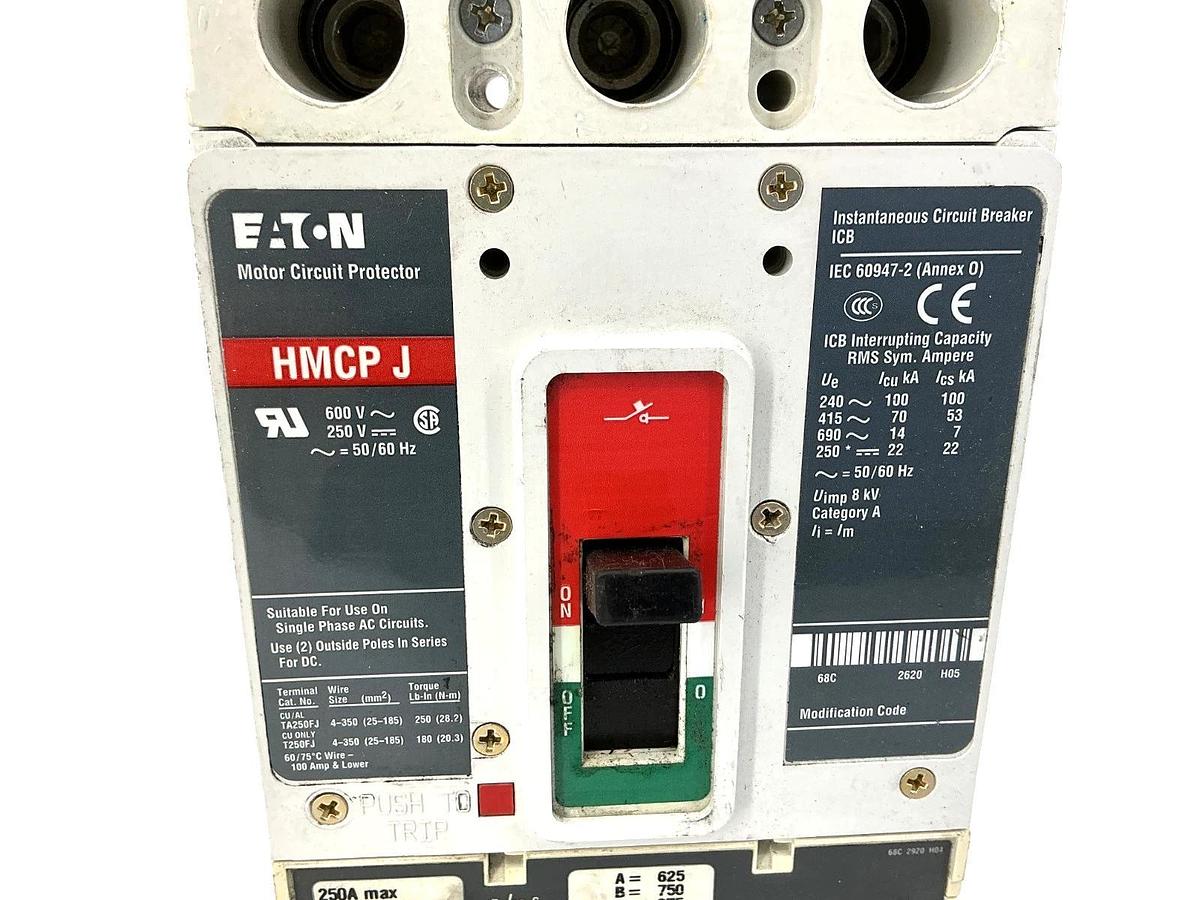 Used Eaton HMCPJ250F5L Motor Circuit Protector / Breaker 3P 250A 600VAC 50/60HZ