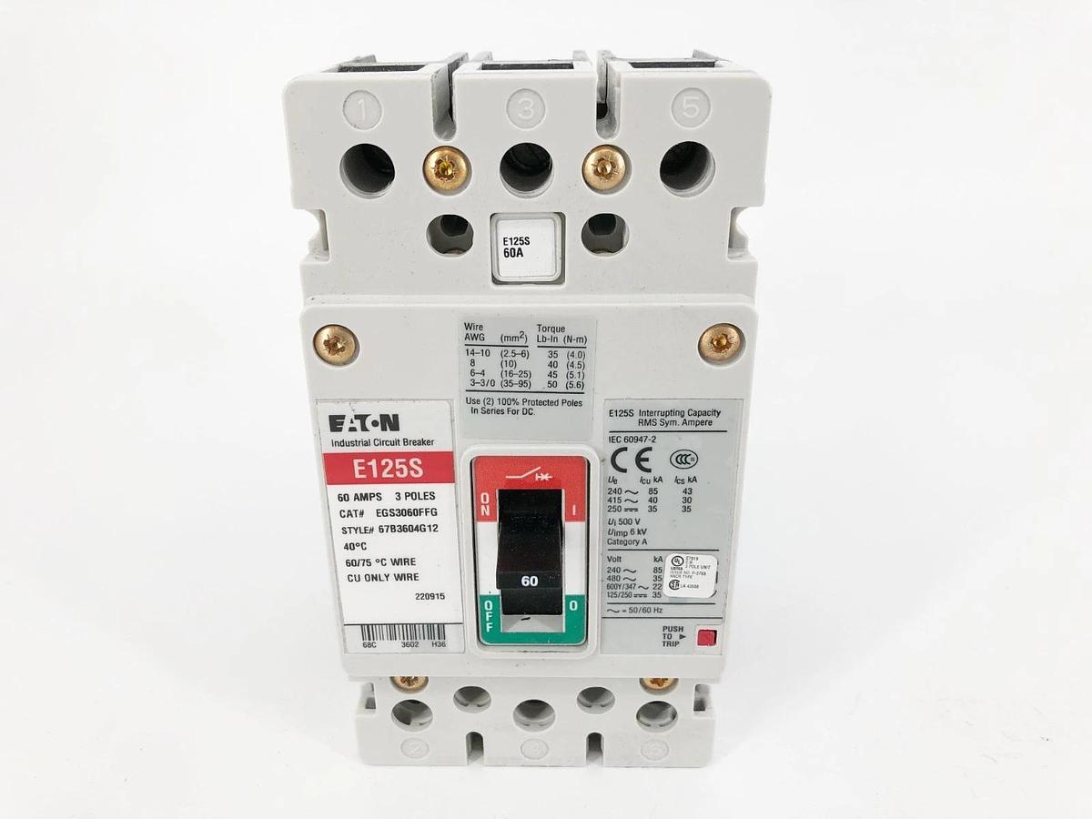 New Eaton EGS3060FFG Circuit Breaker 60A 480VAC 3 Pole