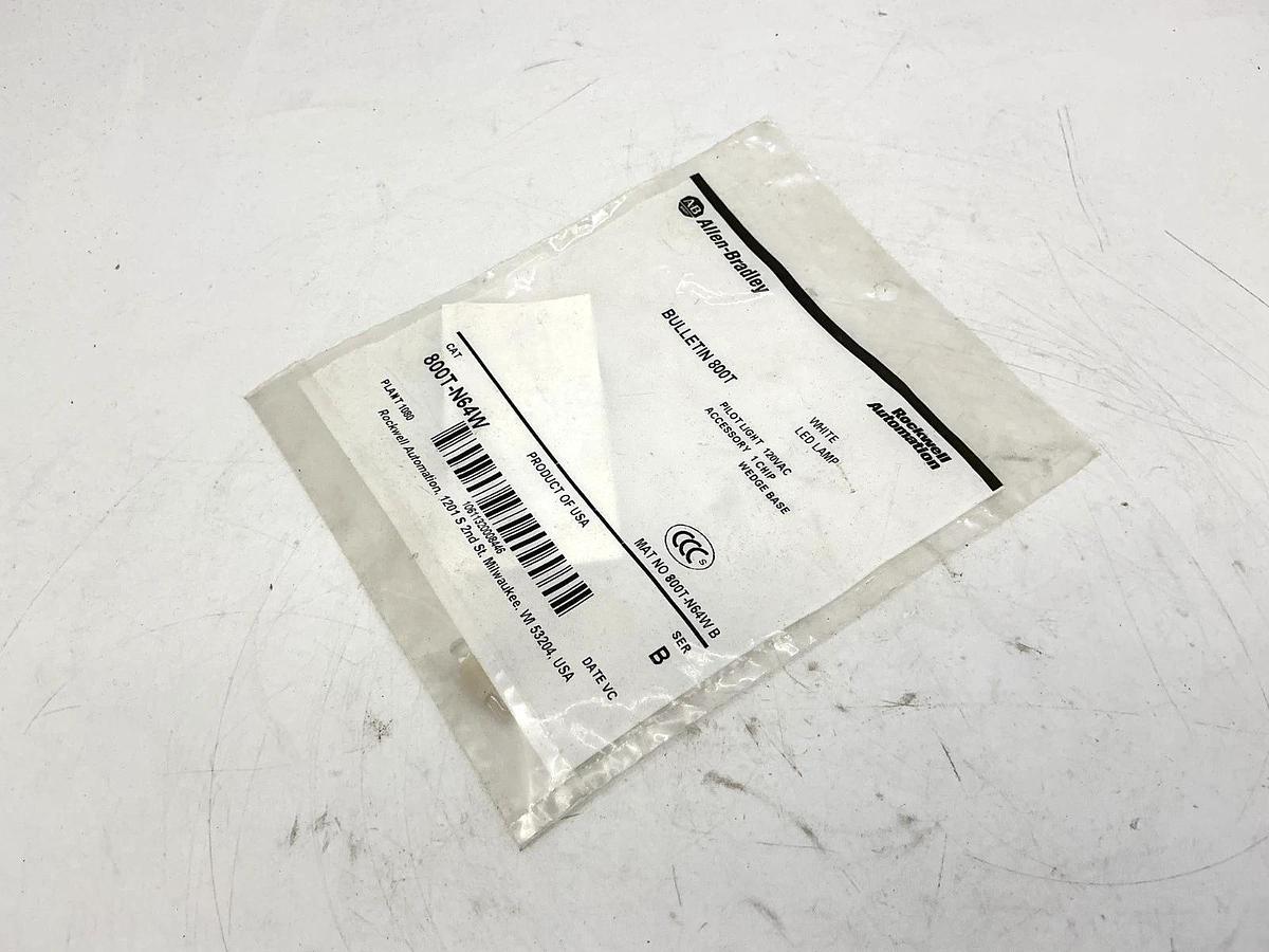 New Allen Bradley 800T-N64W Ser B Pilot Light LED Lamp White 120VAC