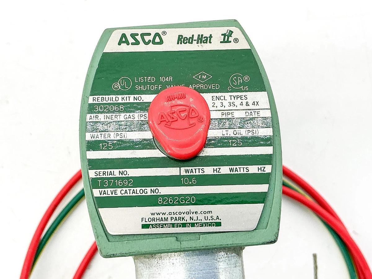 New Asco 8262G20 12VDC Solenoid Valve 125PSI 1/4" Pipe 10.6W - No Box