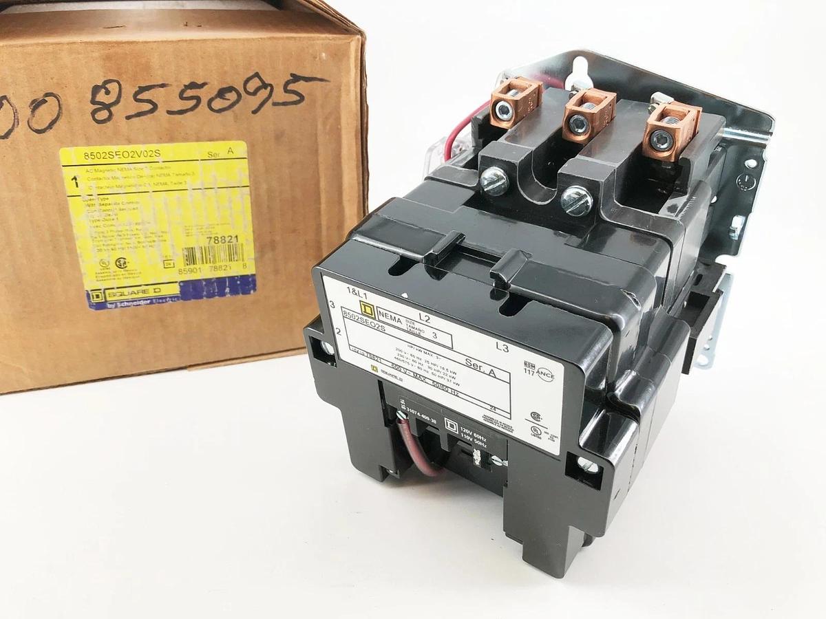 New Square D 8502SEO2V02S AC Magnetic Contactor NEMA 2 110/120V 3P 3PH