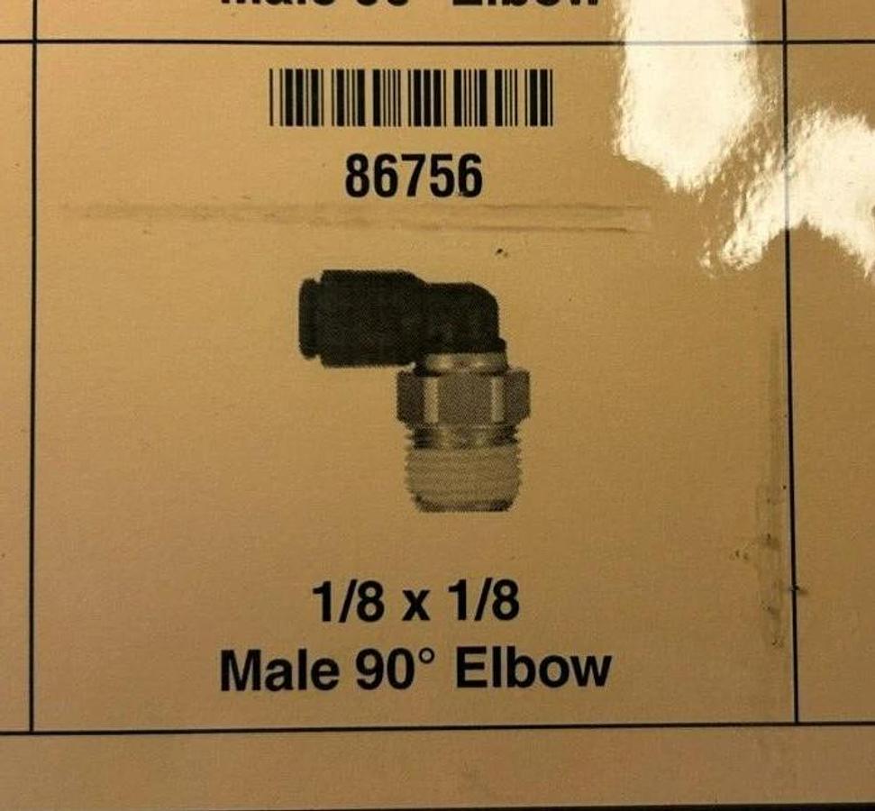 Lot of 7 New Lawson 86756 Male Elbows, 90 Deg. 1/8" x 1/8", 290PSI