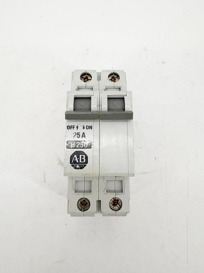 New Allen Bradley 1492-CB2H250 Ser. B Circuit Breaker 25A 2P DIN Rail Mounted