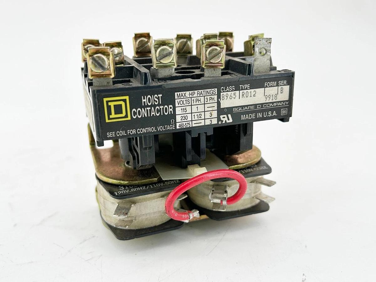 Used Square D 8965RO12V02 Hoist Contactor 575V 3PH 110/120V Coil 50/60Hz