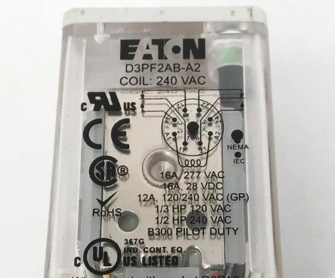 New Eaton D3PF2AB-A2 Relay 240VAC Coil 8-Pin - No Box