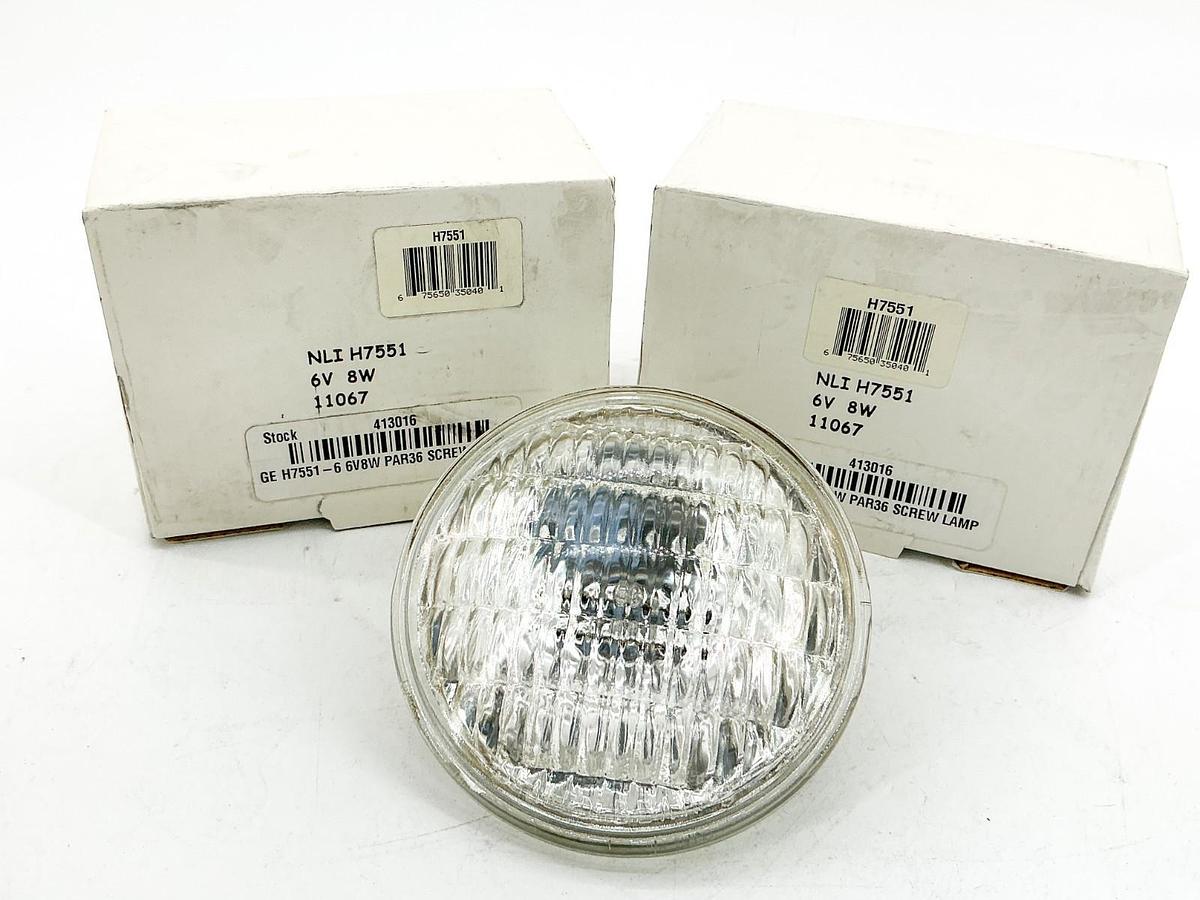 New Lot of 2 GE H7551 Halogen Beam Lamp 6V 8W