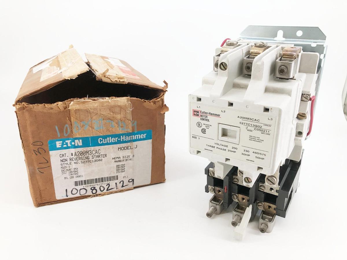 New Eaton A200M3CAC Non-Rev Starter 120V Coil 5277C13G02 3P NEMA 3 Model J