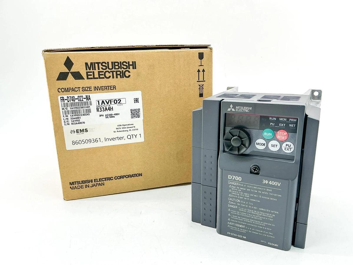 New Mitsubishi Electric FR-D740-022-NA Compact Size Inverter 480V 3PH 1AVF02