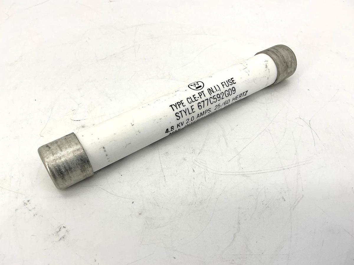 New Westinghouse 677C592G09 Type CLE-PT (NI) Fuse 2A 4.8KV 25/60HZ - No Box