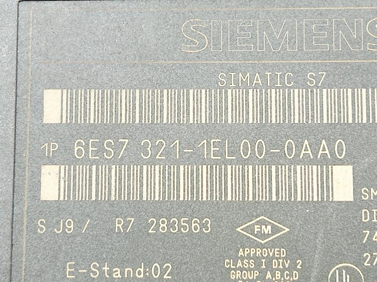 Used Siemens 6ES7 321-1EL00-0AA0 Digital Input Module 32 iNPUT 120VAC 1X40 Pole